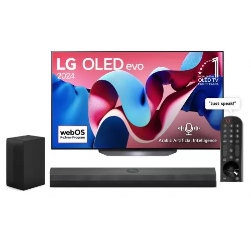إل جي شاشة 65 بوصة اوليد فور كيه سمارت ماجيك ريموت , ساوند بار OLED65CS4VA