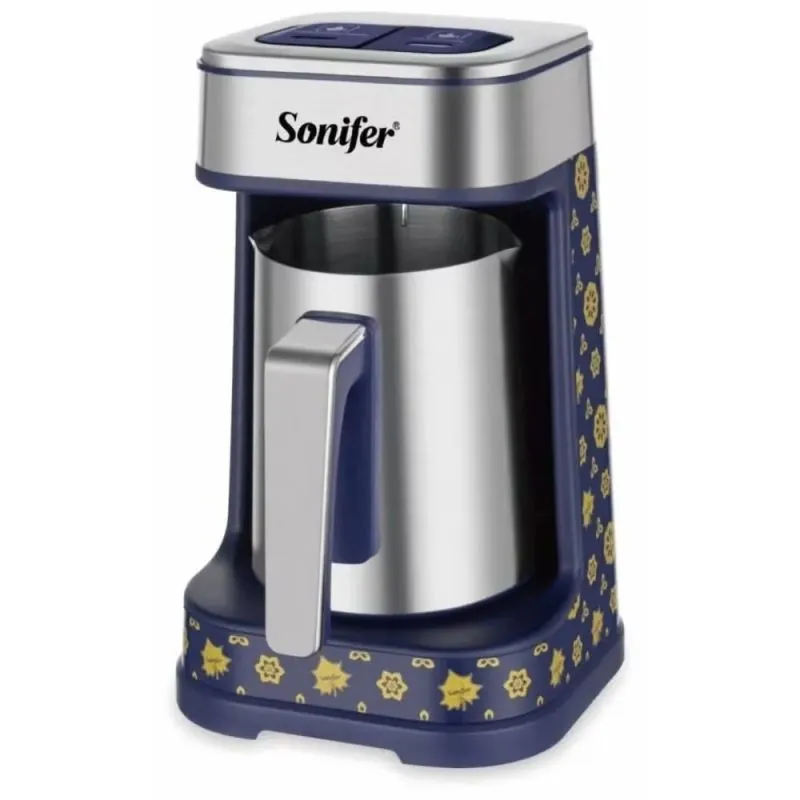 sonifer-turkish-coffee-maker-250ml-700-w-silverblue-sf-3591 سونيفير ماكينة تحضير القهوة 250 مل 700 وات لون فضي/أزرق SF-3591 - الصورة 1