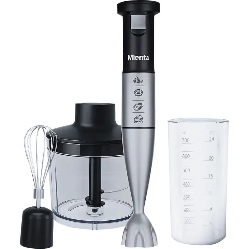 mienta-hand-blender-1000-watt-700-ml-bowl-chopper-black-hb111735a ميانتا هاند بليندر 1000 وات، وعاء 700 ملي، كبة، لون أسود HB111735A - الصورة 1